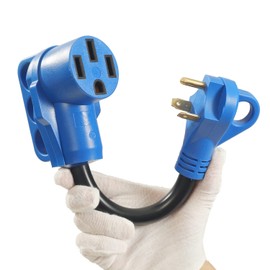 50 Amp RV Cord to 30 Amp Power Outlet - 50 Amp Female to 30 Amp Male RV Electrical Adapter,NEMA TT-30P to 14-50R Dog Bone Power Adapter,Rated for 125V 3750 W,10/3 AWG,12 inch(30M50F)