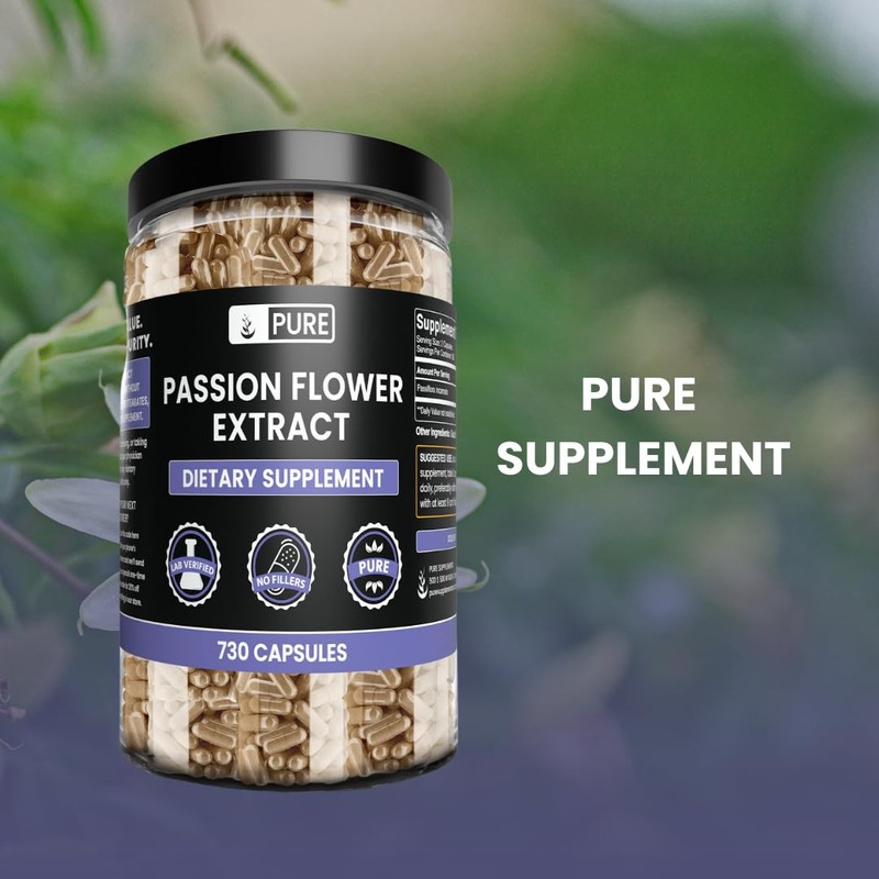 PURE ORIGINAL INGREDIENTS Passion Flower Extract (730 Capsules) No Magnesium