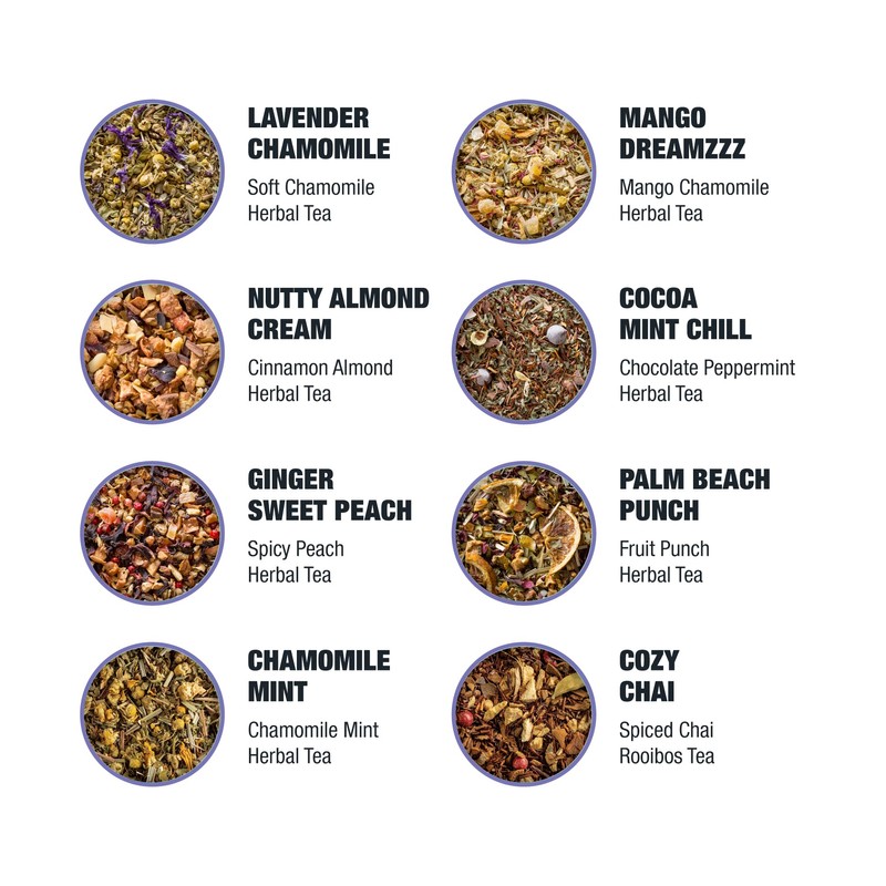 Tiesta Tea - 8 Herbal & Rooibos Sampler Dry Flight
