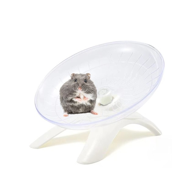 Qielie Hamster Flying Saucer Silent Running Wheel Quiet Hamster Exercise Wheel for Hamsters, Gerbils, Mice, Hedgehog and Other Small Pets . (White)