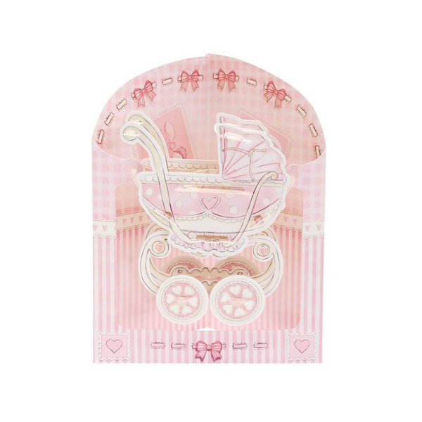 SANTORO 3D Swing Greeting Card, Baby Girl Crib