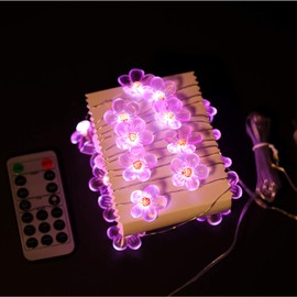 HDNICEZM Flower String Lights，Fairy Pink Cherry Blossom String Lights 21ft 40 LEDs Waterproof USB Plug in Fun Room Lights for Spring, Nursery, Wedding, Dorm, Girls Bedroom, Baby Carriage Decoration