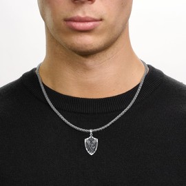 Lattd Saint Michael Necklace 925 Sterling Silver St Michael The Archangel Medal Pendant Necklaces Protection Amulet Christian Jewelry for Men