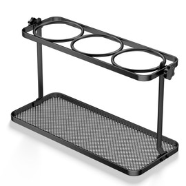 Josmimic Adjustable Height Hair Tool Organizer Holder - Adhesive Wall Mounted for Blow Dryer, Curling Iron, Straightener - Multi-Position Bathroom Storage (Black)