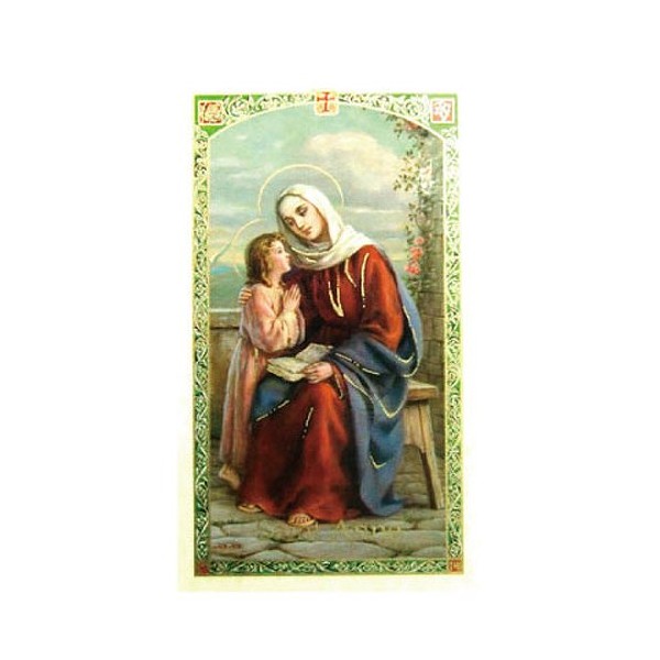 St. Anne Prayer Card- Holy Card with Prayer to Blessed Mary's MotherLaminated