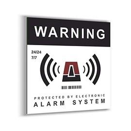 Rigid Warning Sign - Protected by Electronic - Alarm System - Square 15 cm - Ultra Resistant - Aluminium (Not PVC) - Signal a Surveillance System/Camera - For Wall, Post, Barrier, etc.