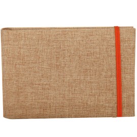 Mini Photo Album, 4x6Inch 100 Photos Pockets Linen Cover Scrapbook for Artwork Postcards Pictures Storage, Baby Tethered Picture Album Binder for Gifts, Small DIY Photos Books to Record Memories (YE)