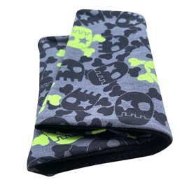 Wollhuhn Eco Girls/Boys/Children Warm Slip-On Scarf/Neckerchief Inner Fleece Lined Many Designs Winter Transitional Periods (Made of Eco Fabrics) 20220523, Cool Skulls Anthracite/Lime