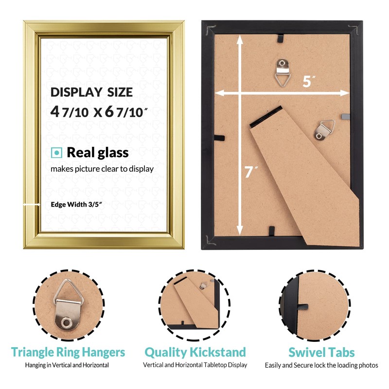 LaVie Home 5x7 Picture Frames (6 Pc, Gold) Simple Designed