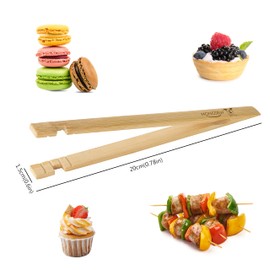 2PCS Wooden Bamboo Toaster Tongs, MONGSEW 8 inch Multipurpose Wood Tongs for Toaster, Fruits, Bread, Pickles, cheese, Bacon, and Muffins (Unique Pattern)