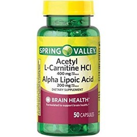 Spring Valley VIOPY Spring Valley acetilo L-Carnitine HCl Alpha Cápsulas de suplemento dietético de ácido lipoico, 50 unidades