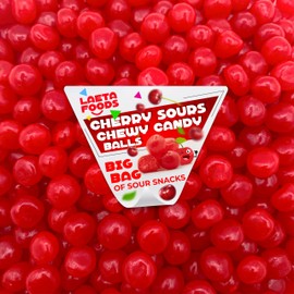 Cherry Sours | Chewy Red Candy | 1 Pound Bag | Sour Red Candy | Sour Cherry Balls | Cherry Sours Candy Balls | Aprox.150 pieces