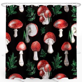 zpepe Mushroom Shower Curtain, Cute & Funky Waterproof Polyester Fabric Shower Curtain Set with 12 Hooks, 72x72 Inches