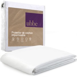 UBBE SLEEP Ubbe Protector de Colchón, 100% Impermeable, Hipoalergénico. Suave Cubre Colchón de Tela Premium Certificada, Ultra Delgada contra Agua. Blanco Tamaño Queen Size: 150x190x45cm)