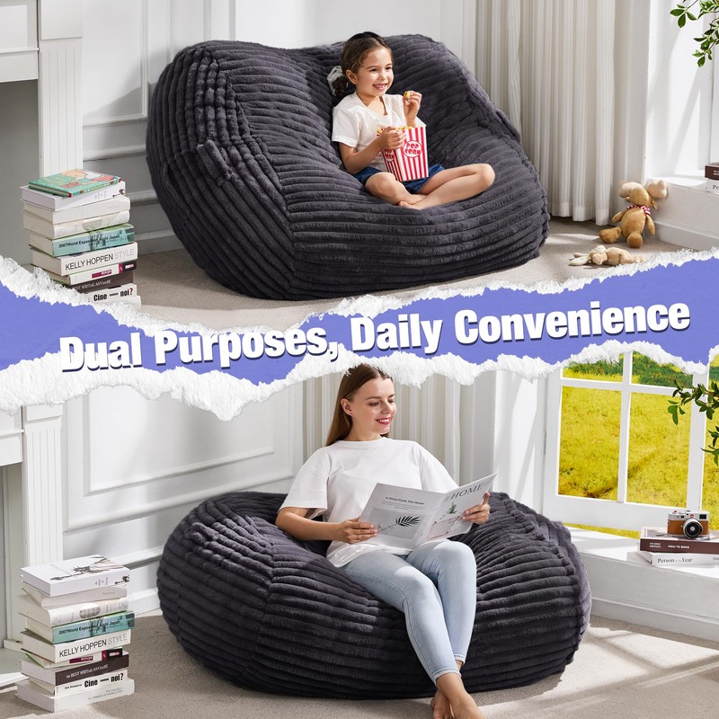 Hobestluk 3FT Bean Bag Chairs Adult Bean Bag with Portable