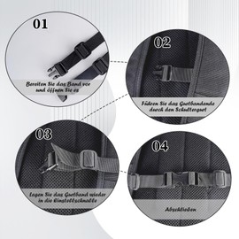 ROOMHUAWAY Pack of 2 Black Chest Strap Backpack, Adjustable Chest Strap Backpack Children with Buckles and Fasteners, Quick Release, Durable Backpack Strap for Children and Adults