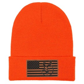 Hunting Beanie Hunting Gifts Men's Beanie Winter Knit Hat Gifts for Dad Husband Grandpa Father's Day Christmas Birthday Gifts Leather Pattern Skull Caps