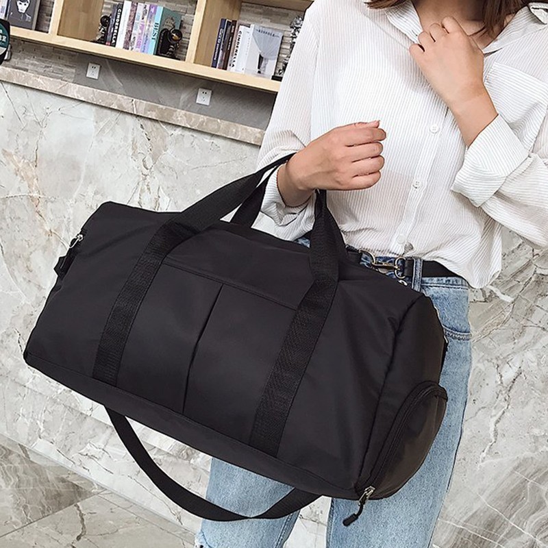 Travel Bag Black Large Capacity Compartment Design Waterproof Oxford Cloth