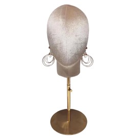 CHADWICK Mannequin Head Stand for Hat and Wig Display, Pinnable Wig Head Stand, Velvet Manikin Head Block with Retractable Metal Base, 21 Inch Wig Stand for Styling and Display, Height 18-23 Inches