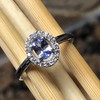 Genuine Blue Tanzanite 925 Solid Sterling Silver Engagement Ring Size