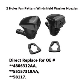 4806312AA Premium Wiper Washer Nozzles Fit for Dodge Nitro 2007-2012; Jeep Liberty: 2008-2013; Commander 2006-2010 | Windshield Washer Fluid Jet Nozzle | Easy to Install | 2 Pack, Ref 55157319AA