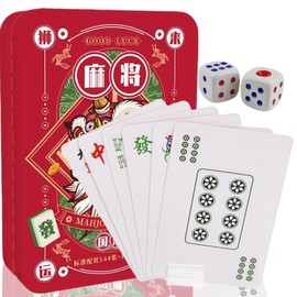 Mah/jong Card Game Set,Chinese Playing Mah/jong Set,Chinese Traditional Mahj/ong Playing Cards,Traditional Board Game for Family Party,Interesting and Stress-Relieving,Suitable for Friends to Have Fun