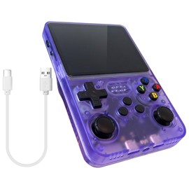 GRABOTE New R36S Retro Handheld Game Console with 128G 3.5 Inch IPS Screen Built-in 15000 Games Open Source Linux System 640x480 Resolution Portable Pocket Video Player (Purple)