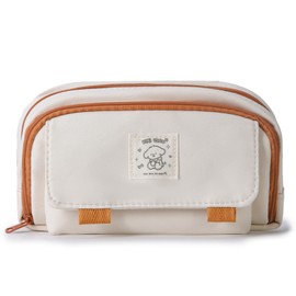 KTMOUW Estuche para Lápices Grande con 3 Compartimentos Bolsa para Lápices de Papelería para la Escuela Adolescentes Niñas Niños Hombres Mujeres(Beige)
