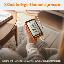 AKSTEST GSP-8PRO Thermometer and Humidity Data Logger with High-Accuracy Sensor, LCD, Rechargeable Battery, Alarm Alerts for Cold Chain & Laboratory Monitoring (-40°F to 185°F)