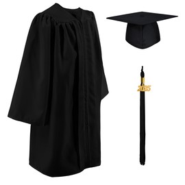 GraduatePro Kindergarten Graduation Talar and Hat Children 2025 Costumes for Preschool Nursery Graduation Party 10 Colours, black