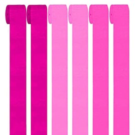 XIKSXITN 6 Rolls Pink Crepe Paper Streamers in 3 Colors Party Streamers for Party Decoration (1.8 Inch x 82 Ft/Roll)