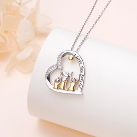 HOOHWE Mother and Daughter Necklaces for Women 925 Sterling Silver Love Heart Pendant Necklace Jewelry Gifts for Grandmother Mom Daughter Wife