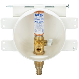 Water-Tite 87937 Mini Round Outlet Box - Quarter-Turn Brass Arrester Valve, 1/2-Inch F1807 PEX x 3/8-Inch Compression, White Plastic