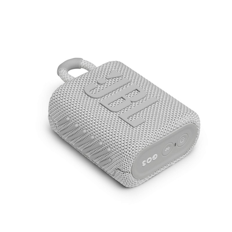 JBL GO3 JBLGO3WHT Bluetooth Speaker, USB C Charging, IP67 Dustproof,