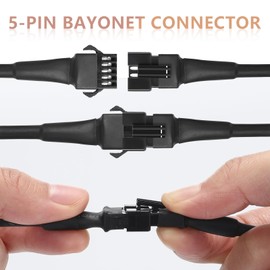 TDE Explorer.Lighting 4PCS 76.3 inch 5-Pin Extension Wire Cable Cord Set for RGBW Rock Lights Kit