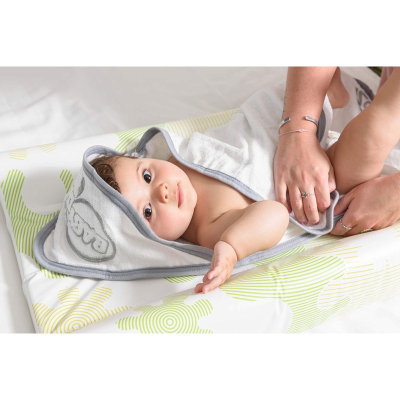 Babydam CozyToze Hooded Bath Towel, 100% Organic Bamboo, Grey/White, Pack