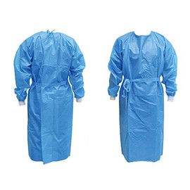 ObboMed - Bata de aislamiento desechable no quirúrgica con puño elástico (Nivel 3, azul, paquete de 10)