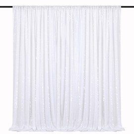 Sequin Backdrop Curtains 10ft x 10ft White Background Drapes Wedding Giltter Curtains for Birthday Party Decoration