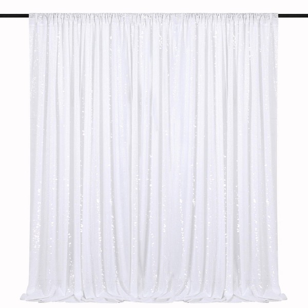 Sequin Backdrop Curtains 10ft x 10ft White Background Drapes Wedding