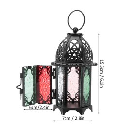 Garosa 2Pcs Decorative Lanterns 16 x7x7cm Mini Metal Tealight Hanging Lantern for Indoor Outdoor Events Parities and Weddings, Black