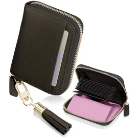 Annekor Mini Wallet, No-Fold Bill Compartment 【Supervised by Storage Experts】Christmas Women's Wallet, High-End Look, Genuine Leather, Compact, Women's Coin Case, Magnetic Protection, Mini, Credit