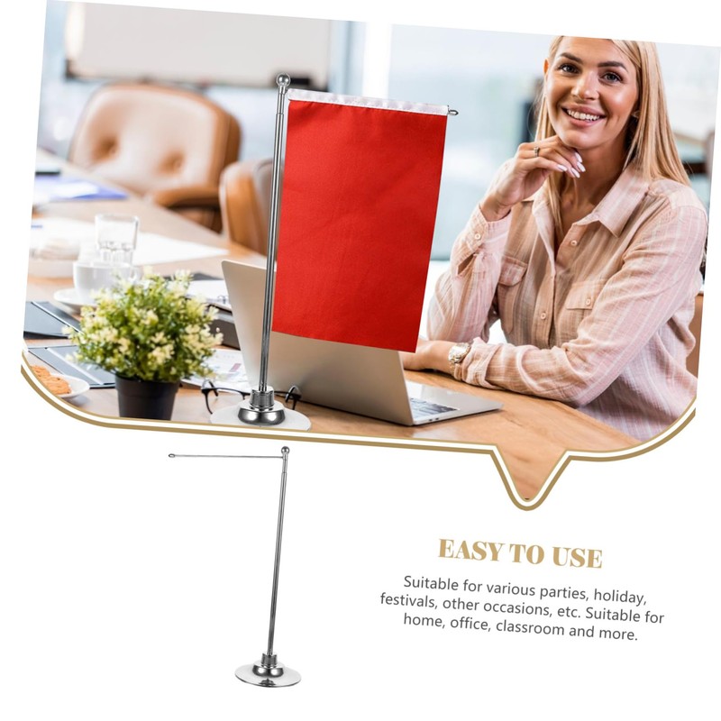 SEWACC Metal Desktop Flagpole Sturdy Flag Base Stand for Home