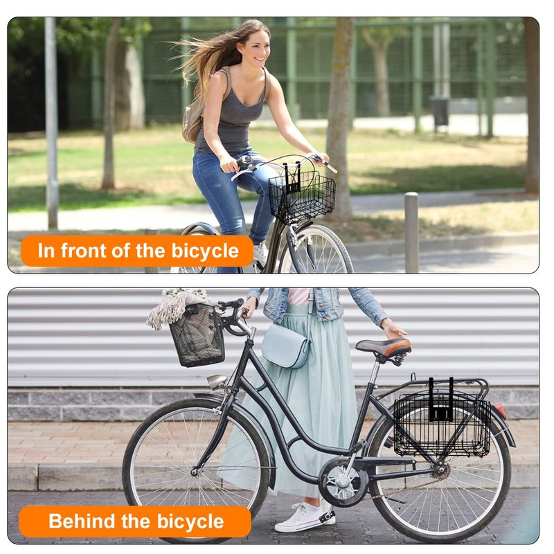 Flintronic Front Basket, Bicycle Basket Rear, Foldable & Detachable Metal