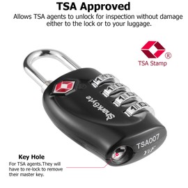 SharkByte TSA Approved Luggage Locks, 4-Dial Security Travel Combination Padlock, Travel Lock for Suitcases Luggage Case, Zipper, Backpack, Travel Bag Gym Locker Code Padlock, Suitcase Locks (3 Pack)