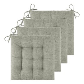 ELFJOY Chair Cushions for Dining Chairs Set of 4 Kitchen Seat Cushions Indoor Textured Seat Pad with Ties for Dining Office Living Room (18" x 18", Light Grey)