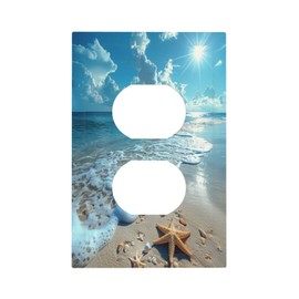 Starfish shells on the beach 1 Gang Wall Plate Decorative Electrical Facplate For Home Kitchen Living Bedroom Rustic Country Electrical Decorative Wall Plates