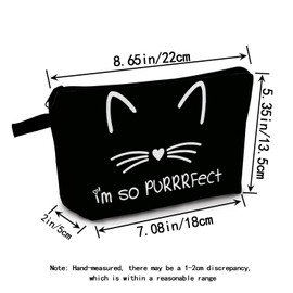 MoCaliduccious Cat Print Makeup Bag Cat Lover Birthday Gifts for Women Cosmetic Organizer Gift for Birthdays Xmas Adult Animal Lovers (I'm so Perfect)