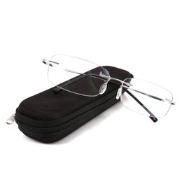 FEISEDY Lightweight Rimless Titanium Stainless Steel Anti-Blue Light Reading Glasses B2686
