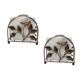 Set of 2 Cast Iron Bird & Tree Classic Napkin Holder/Tabletop Freestanding Tissue Dispenser, Bronze