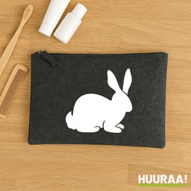 Huuraa Toiletry Bag Hare Rabbit Gift Cosmetic Bag Charcoal 1 Liter Felt Hare Rabbit Gift idea